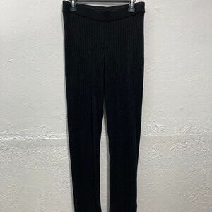NWT Gap Pants Sweater Black Cotton Modal Wide Leg Pull on Striped Knit L/G